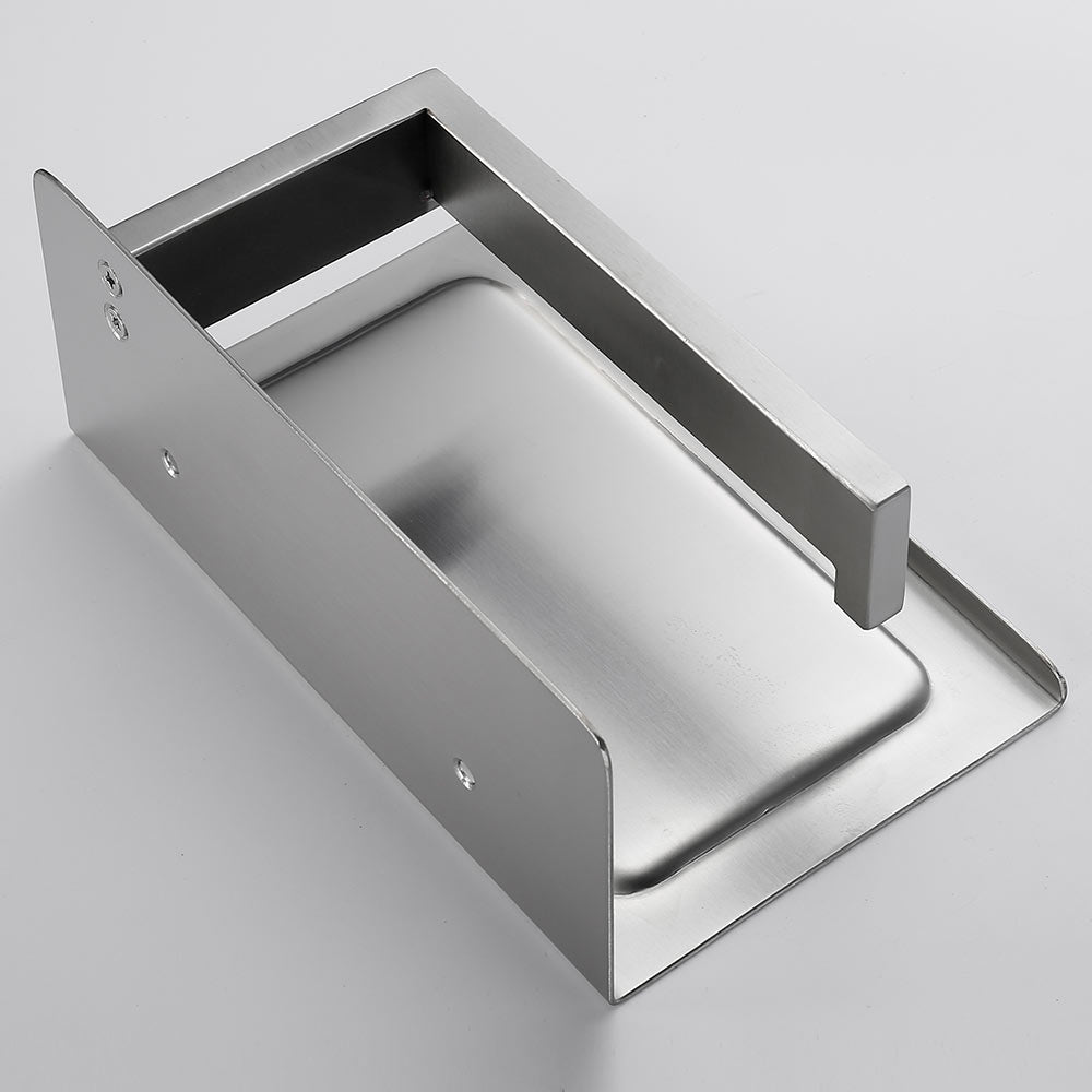 SUS304 Stainles Steel Toilet Paper Holder with Shelf Wall Mount Toilet Roll Holder with Storage