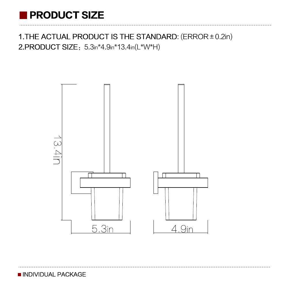 Stainless Steel Toilet Brush Holder | 2 Colors | Easy Install Bathroom Accessory
