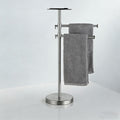 Freestanding Adjustable Towel Rack with Shelf | Stainless Steel Double Towel Bar Stand