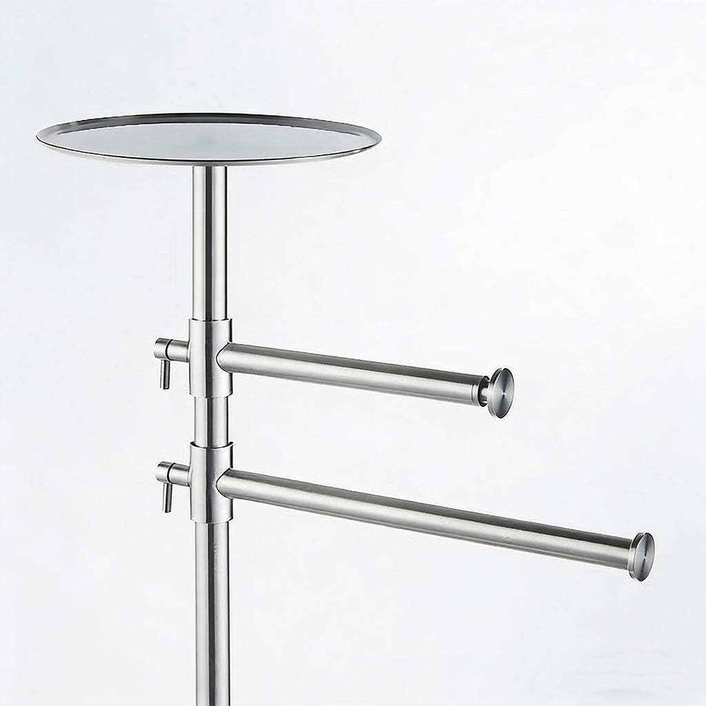 Freestanding Adjustable Towel Rack with Shelf | Stainless Steel Double Towel Bar Stand