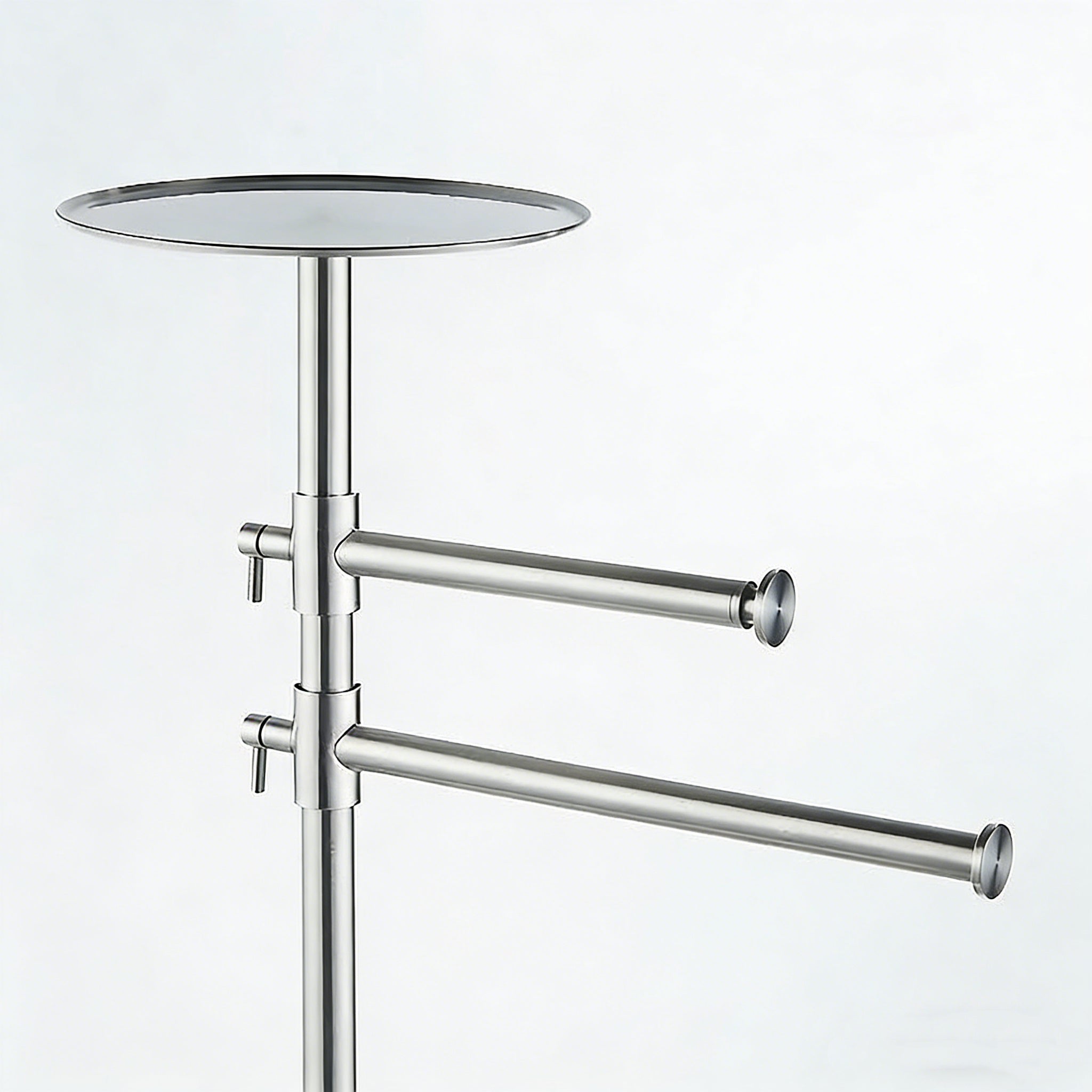 Freestanding Adjustable Towel Rack with Shelf | Stainless Steel Double Towel Bar Stand