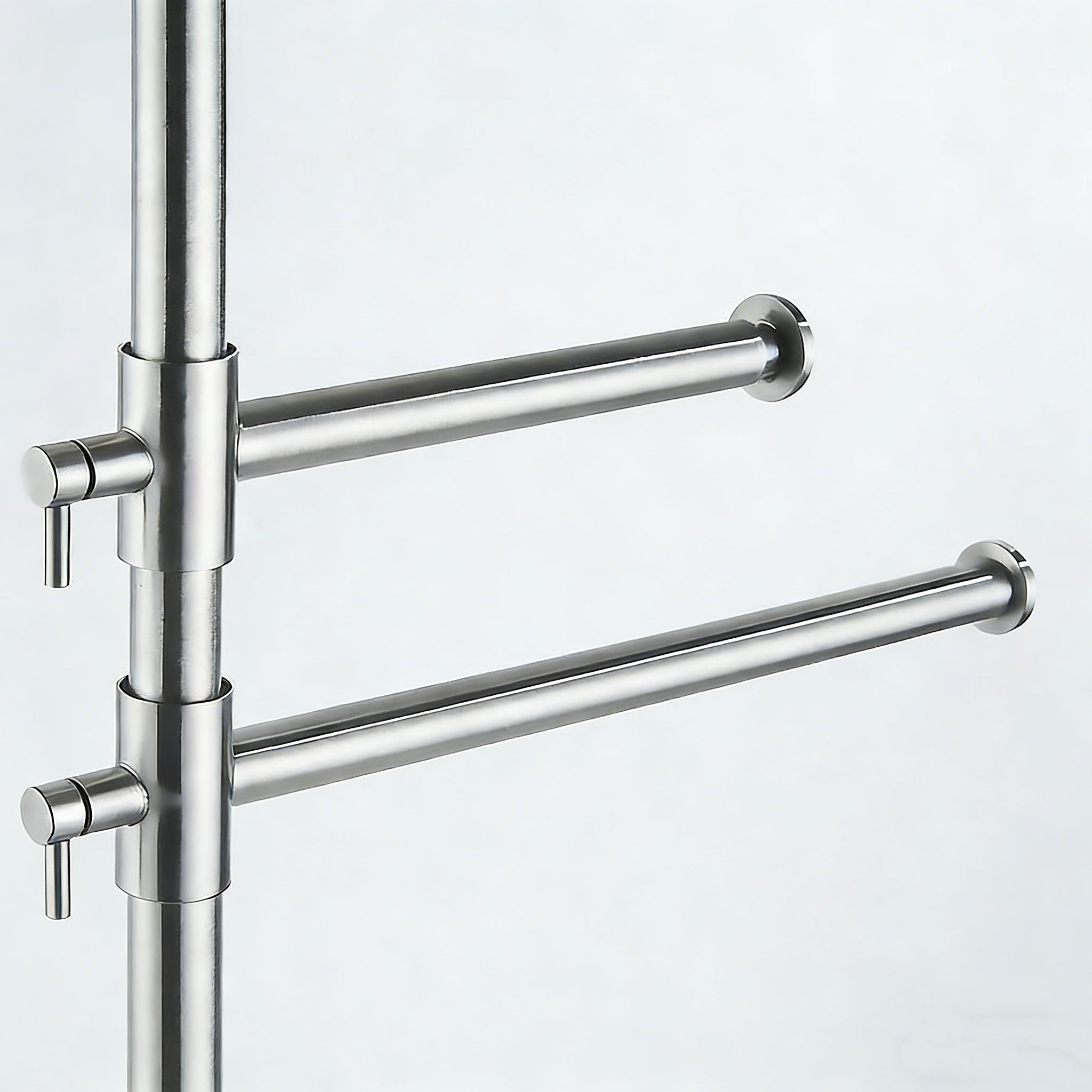 Freestanding Adjustable Towel Rack with Shelf | Stainless Steel Double Towel Bar Stand
