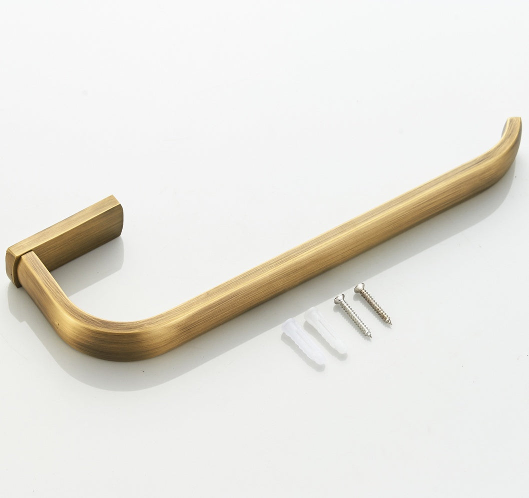 Solid Brass Open Towel Bar 29.5cm | Modern Curved Square-Base Bathroom Rail (4 Finishes)