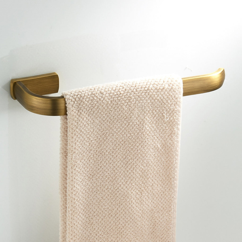 Solid Brass Open Towel Bar 29.5cm | Modern Curved Square-Base Bathroom Rail (4 Finishes)