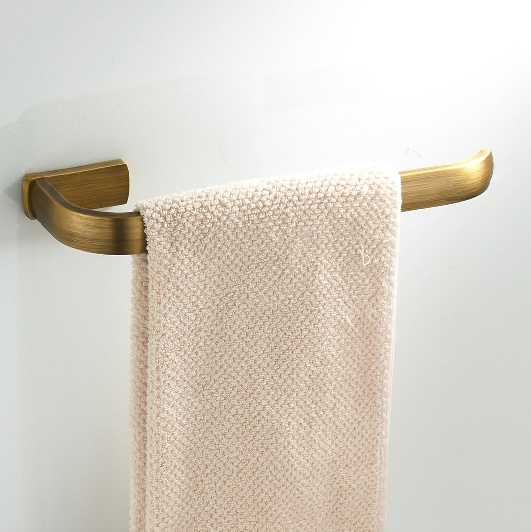 Solid Brass Open Towel Bar 29.5cm | Modern Curved Square-Base Bathroom Rail (4 Finishes)