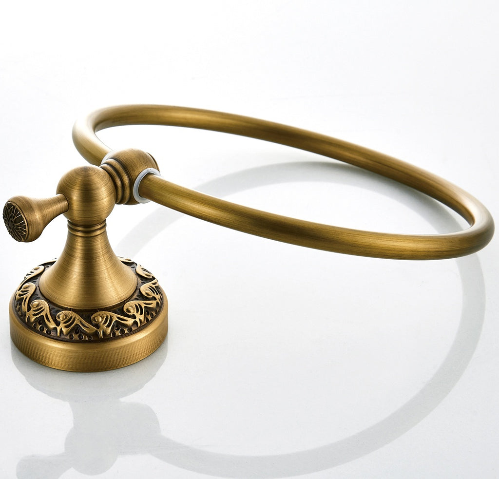 Rust-Proof Solid Brass Towel Ring | 18cm Compact Bathroom Towel Rail