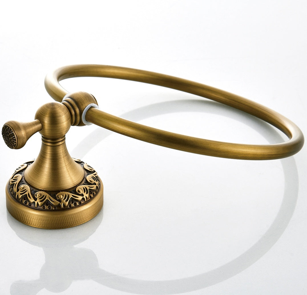 Rust-Proof Solid Brass Towel Ring | 18cm Compact Bathroom Towel Rail