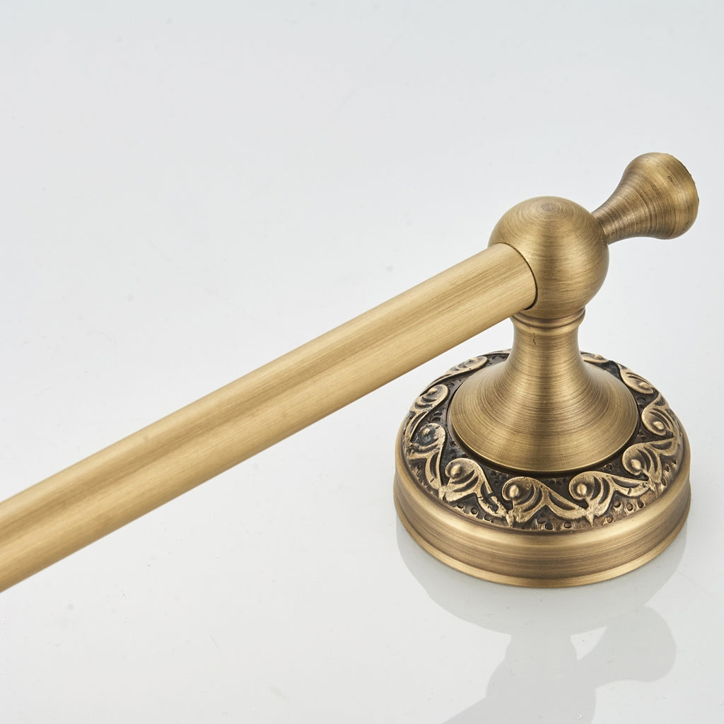 Antique Brass Towel Bar 29.5cm | Vintage Scroll Carved Open-End Towel Holder