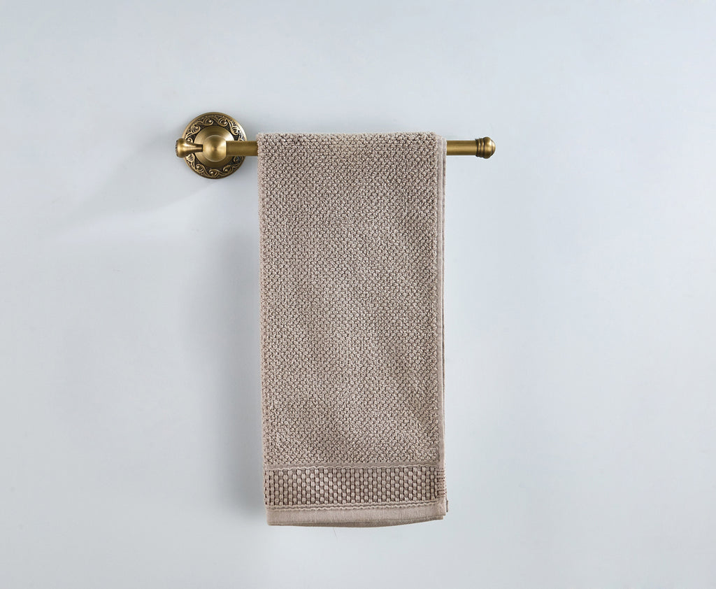 Antique Brass Towel Bar 29.5cm | Vintage Scroll Carved Open-End Towel Holder