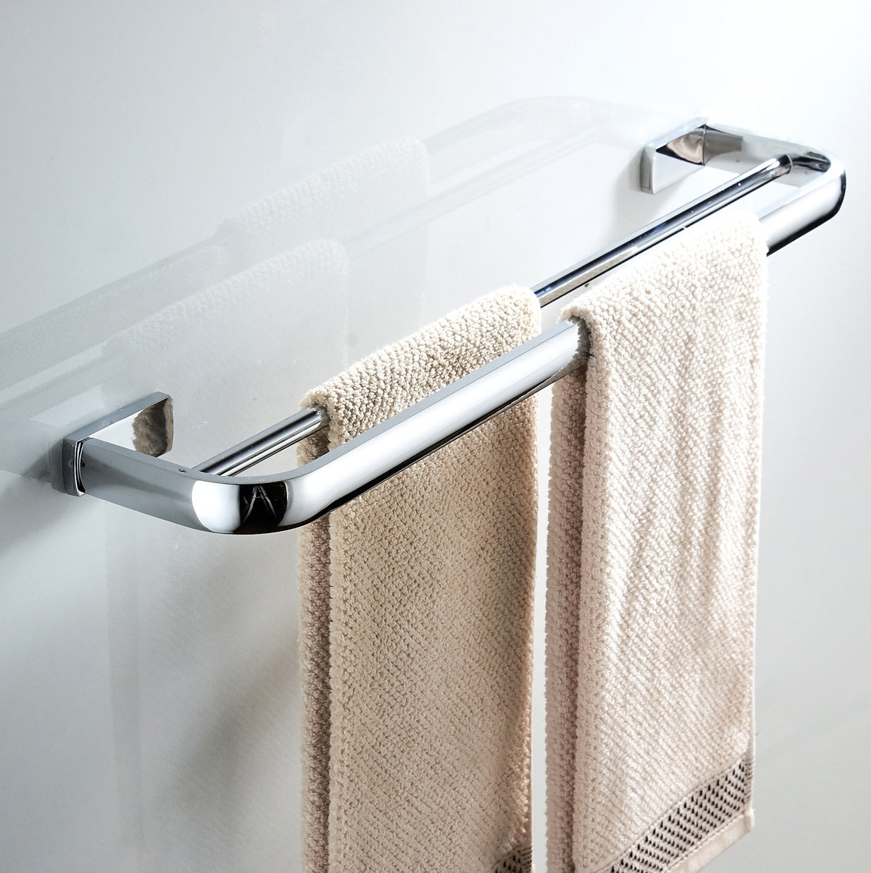 Rust-Proof 57cm Solid Brass Double Towel Rack | 2-Tier Wall-Mounted Bathroom Hardware