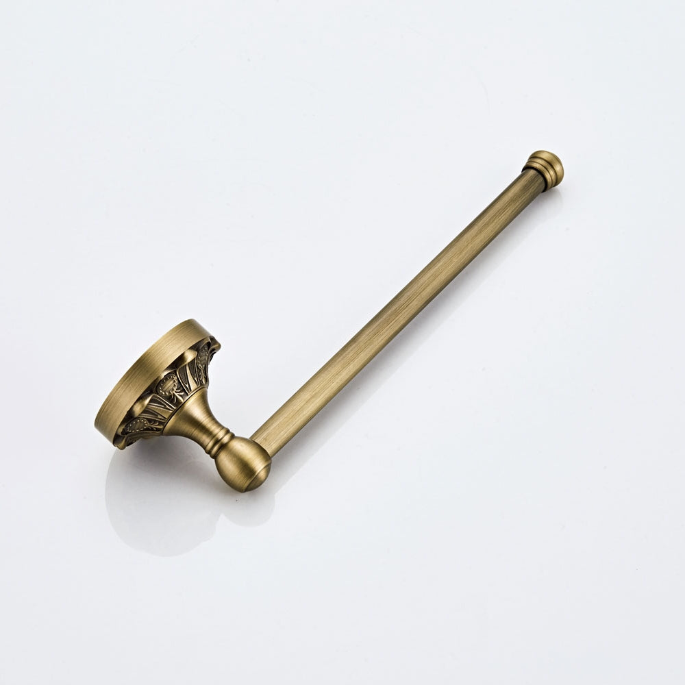 Antique Brass Open Towel Ring | Vintage Carved Hand Towel Bar