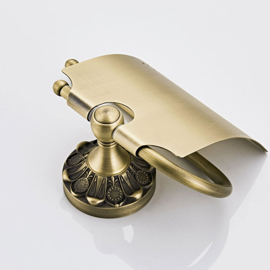 Brass Toilet Paper Holder Wall Mount Toilet Roll Holder with Cover 2 Color /Brush Bronze and Oil Matte Black