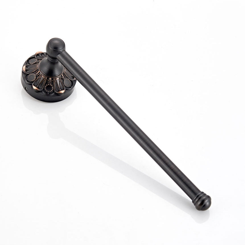 Antique Brass Open Towel Ring | Vintage Carved Hand Towel Bar