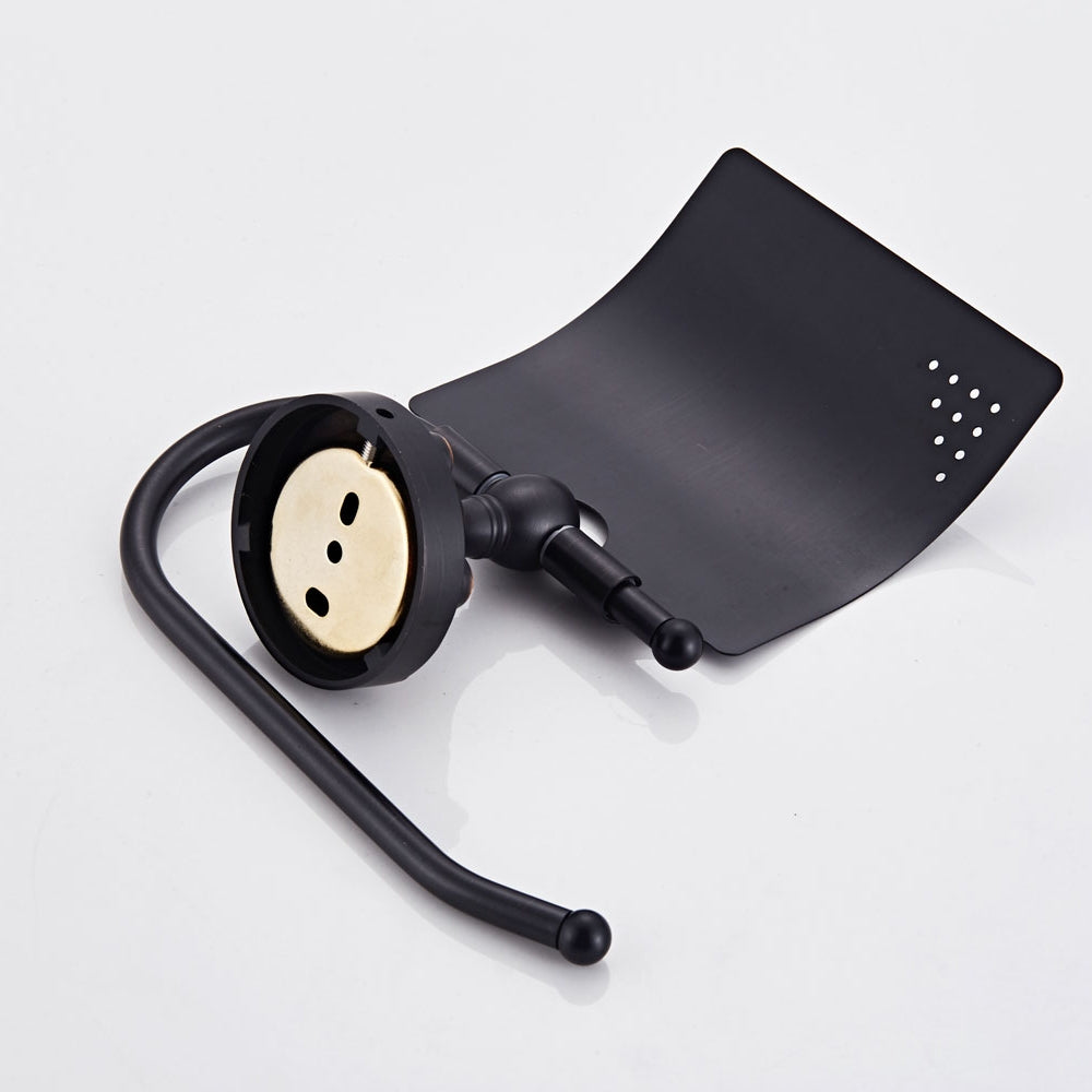 Brass Toilet Paper Holder Wall Mount Toilet Roll Holder with Cover 2 Color /Brush Bronze and Oil Matte Black