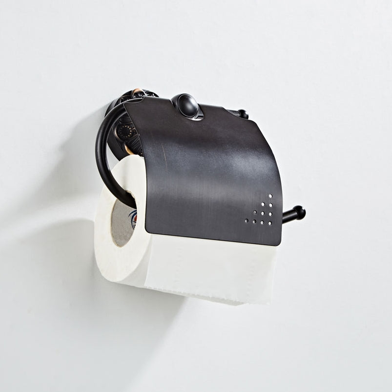 Brass Toilet Paper Holder Wall Mount Toilet Roll Holder with Cover 2 Color /Brush Bronze and Oil Matte Black