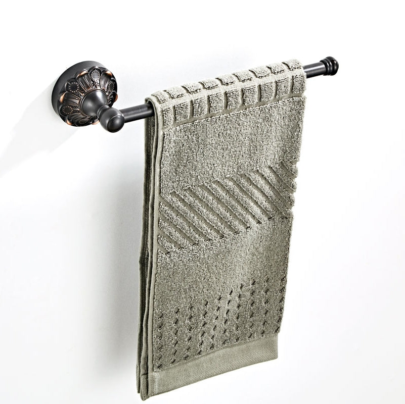 Antique Brass Open Towel Ring | Vintage Carved Hand Towel Bar