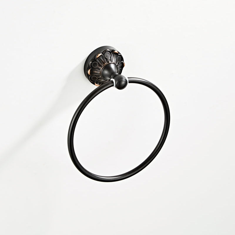 Antique Brass Towel Ring | Vintage Carved Hand Towel Holder