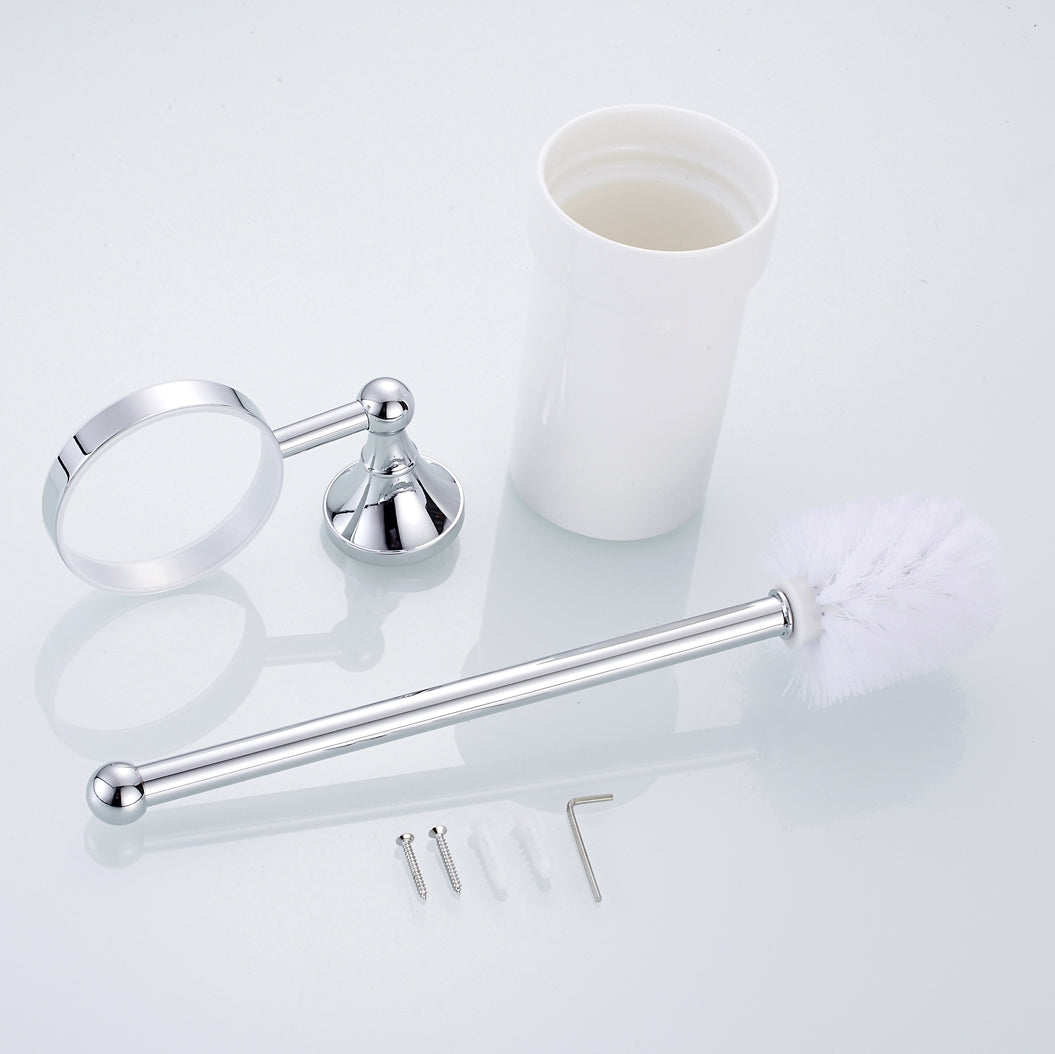 Rust-Proof Solid Brass Toilet Brush Holder | Removable Ceramic Cup