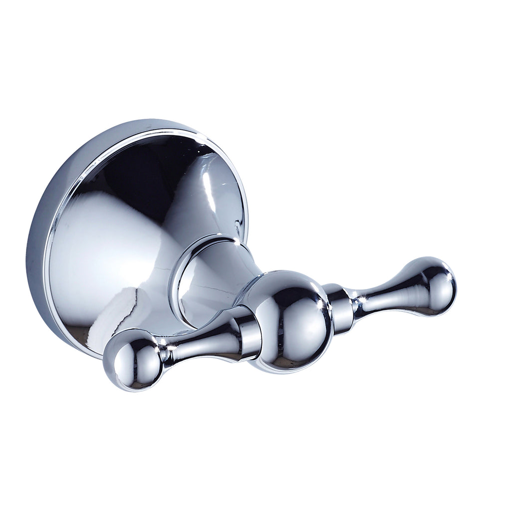 Rust-Proof Solid Brass Double Towel Hook | Wall-Mounted Bathroom Organizer