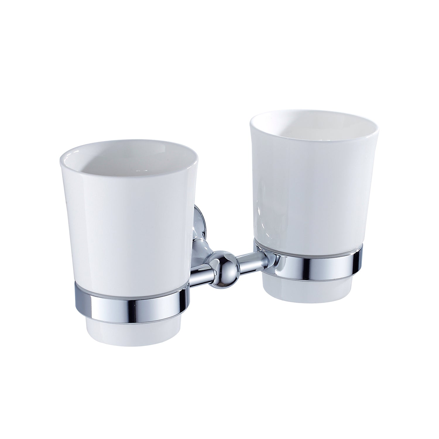 Solid Brass Double Tumbler Holder | Minimalist Ceramic Bathroom Cup Set (4 Finishes)