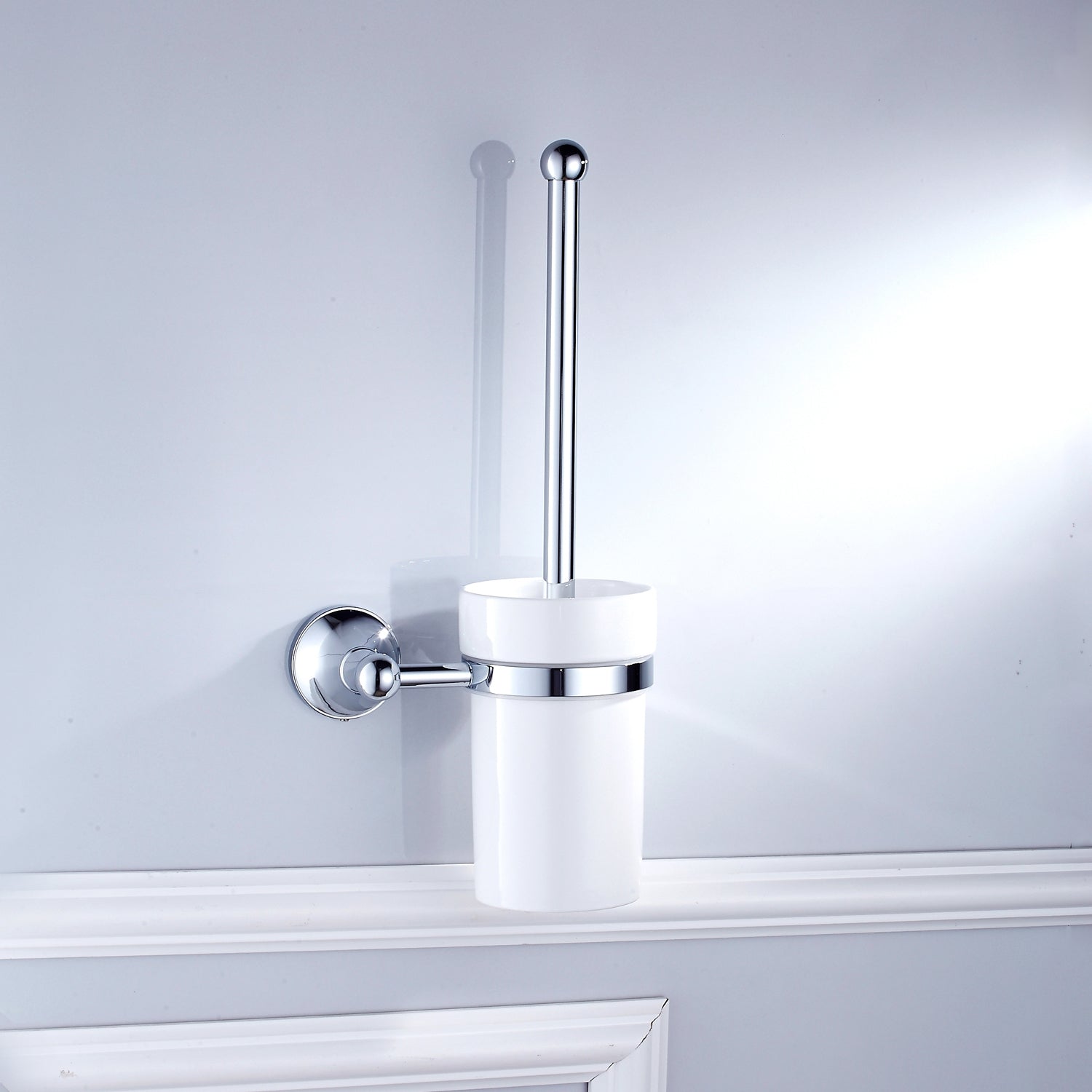 Rust-Proof Solid Brass Toilet Brush Holder | Removable Ceramic Cup