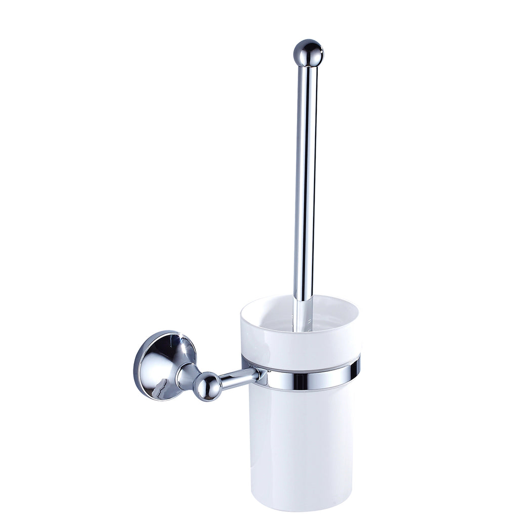 Rust-Proof Solid Brass Toilet Brush Holder | Removable Ceramic Cup