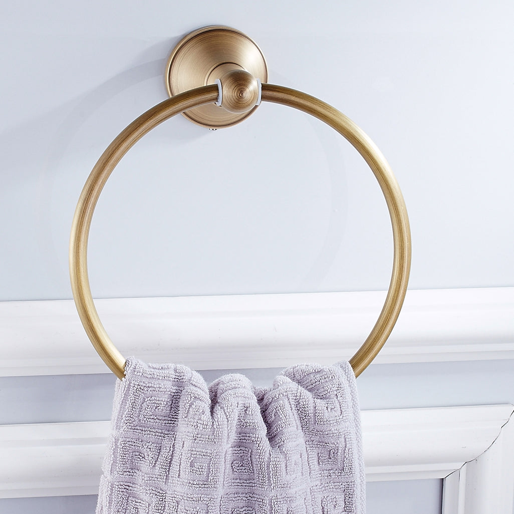 Rust-Proof Solid Brass Towel Ring | 18cm Compact Bathroom Towel Holder