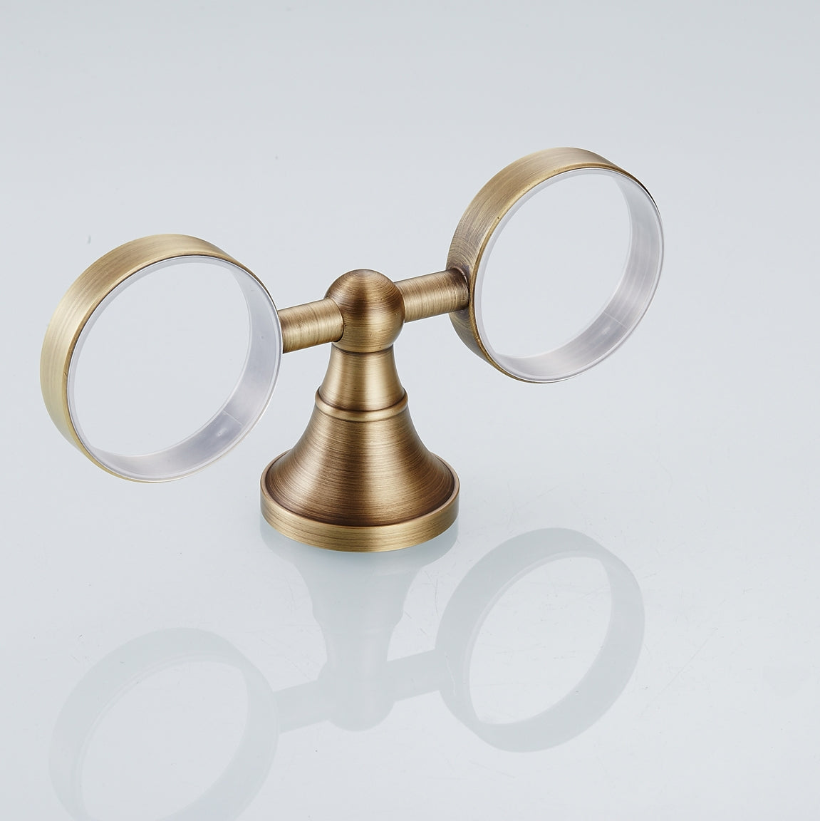 Solid Brass Double Tumbler Holder | Minimalist Ceramic Bathroom Cup Set (4 Finishes)