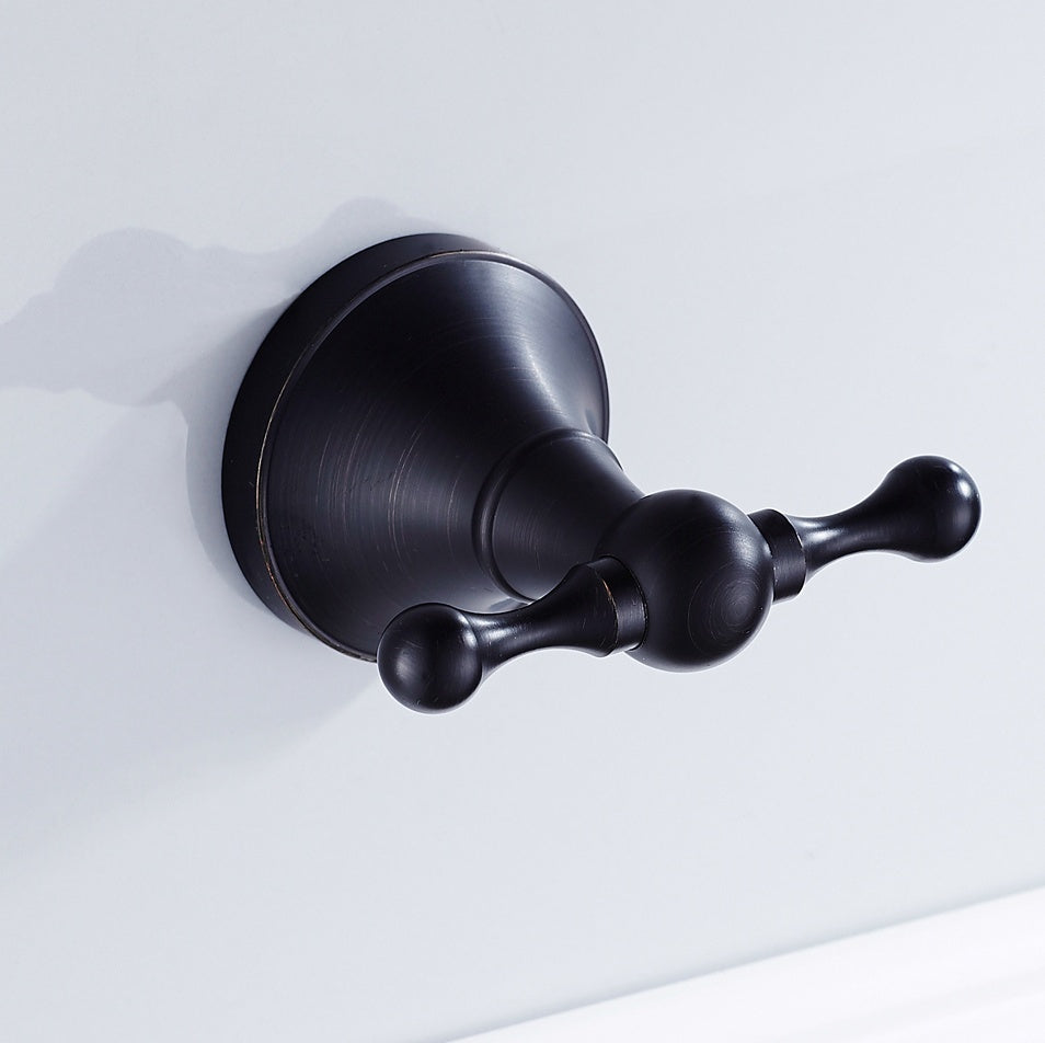 Rust-Proof Solid Brass Double Towel Hook | Wall-Mounted Bathroom Organizer