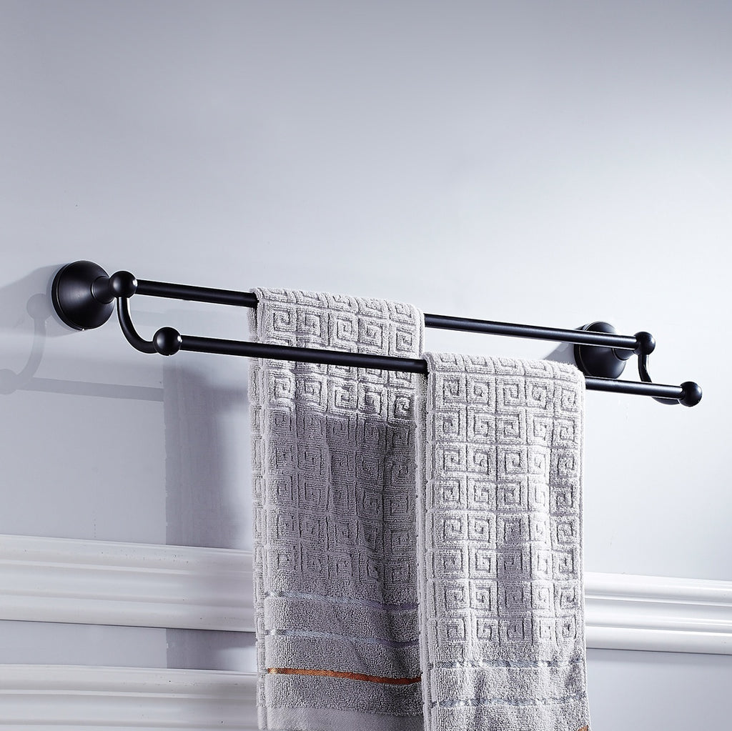 Rust-Proof Solid Brass Double Towel Holder | 60cm 2-Tier Bathroom Towel Rail