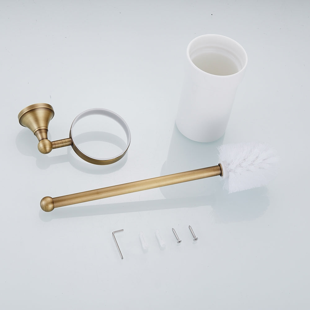 Rust-Proof Solid Brass Toilet Brush Holder | Removable Ceramic Cup
