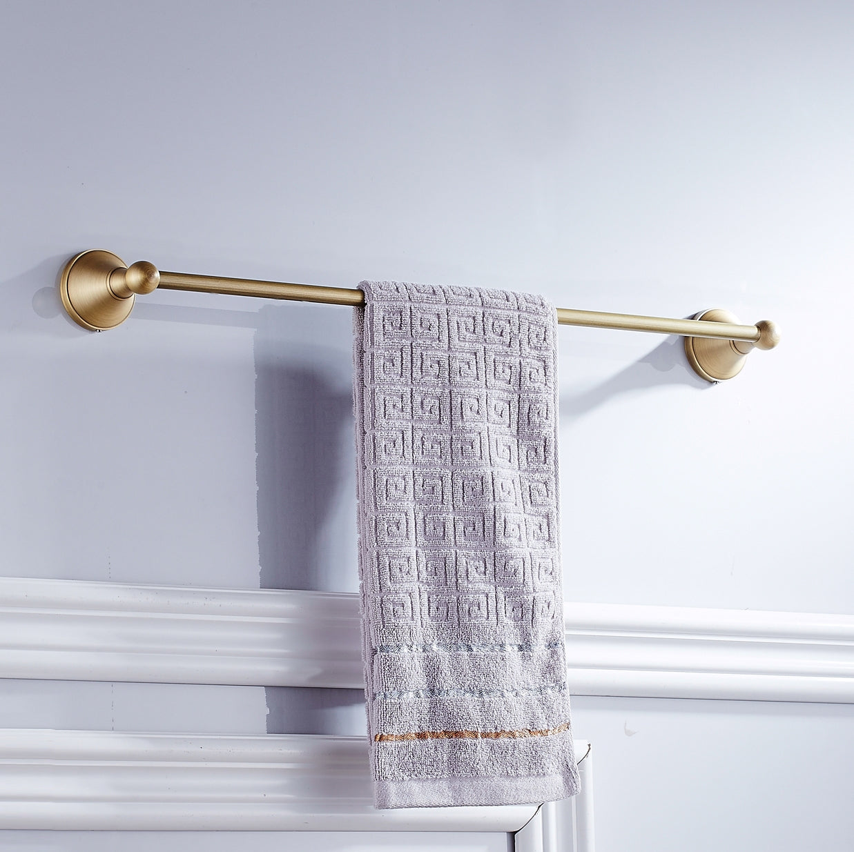 Solid Brass Towel Bar 60cm | Minimalist Wall-Mounted Bathroom Towel Rack