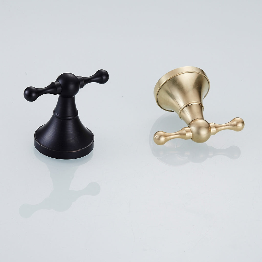 Rust-Proof Solid Brass Double Towel Hook | Wall-Mounted Bathroom Organizer