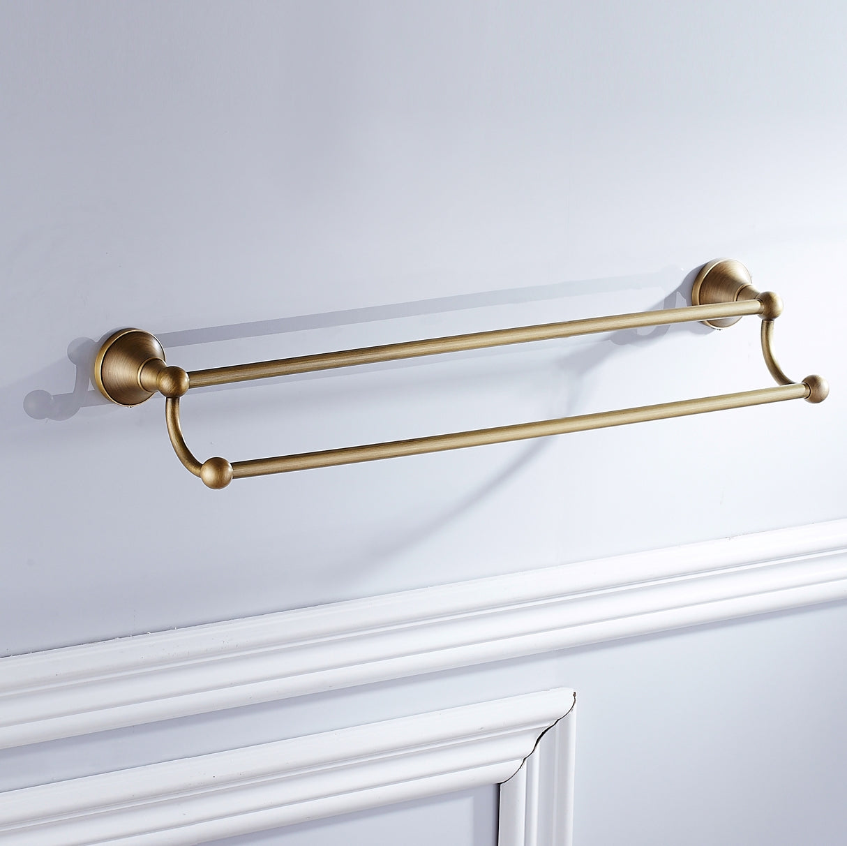 Rust-Proof Solid Brass Double Towel Holder | 60cm 2-Tier Bathroom Towel Rail