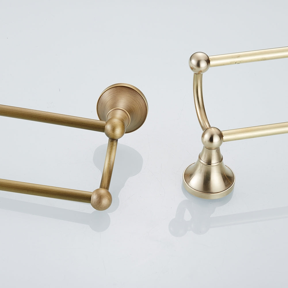 Rust-Proof Solid Brass Double Towel Holder | 60cm 2-Tier Bathroom Towel Rail