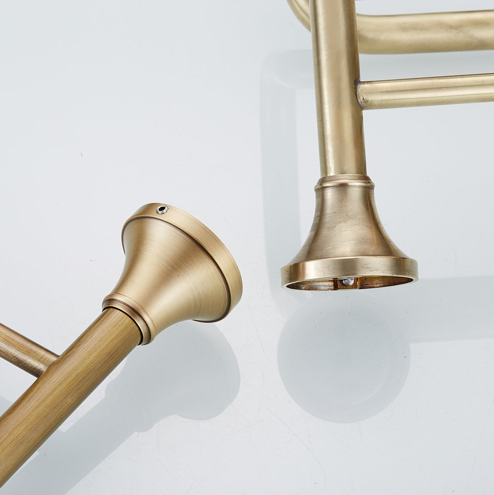 Solid Brass Towel Rack 60cm | Minimalist 2-Tier Bathroom Shelf with Towel Bar (4 Finishes)