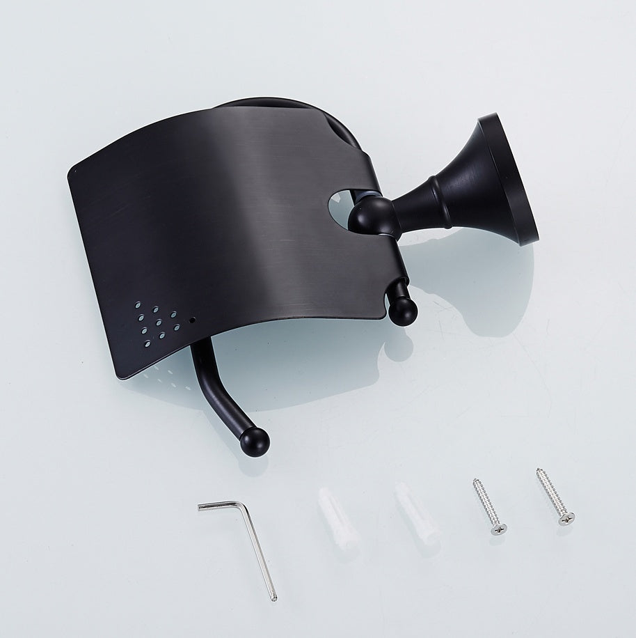 Solid Brass Toilet Paper Holder with Cover | Minimalist Bathroom Tissue Holder (4 Finishes)