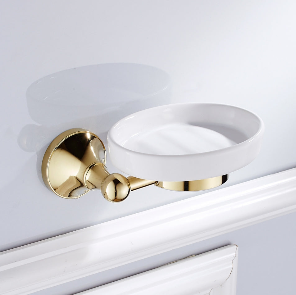 Rust-Proof Solid Brass Soap Dish | Removable Ceramic Soap Holder