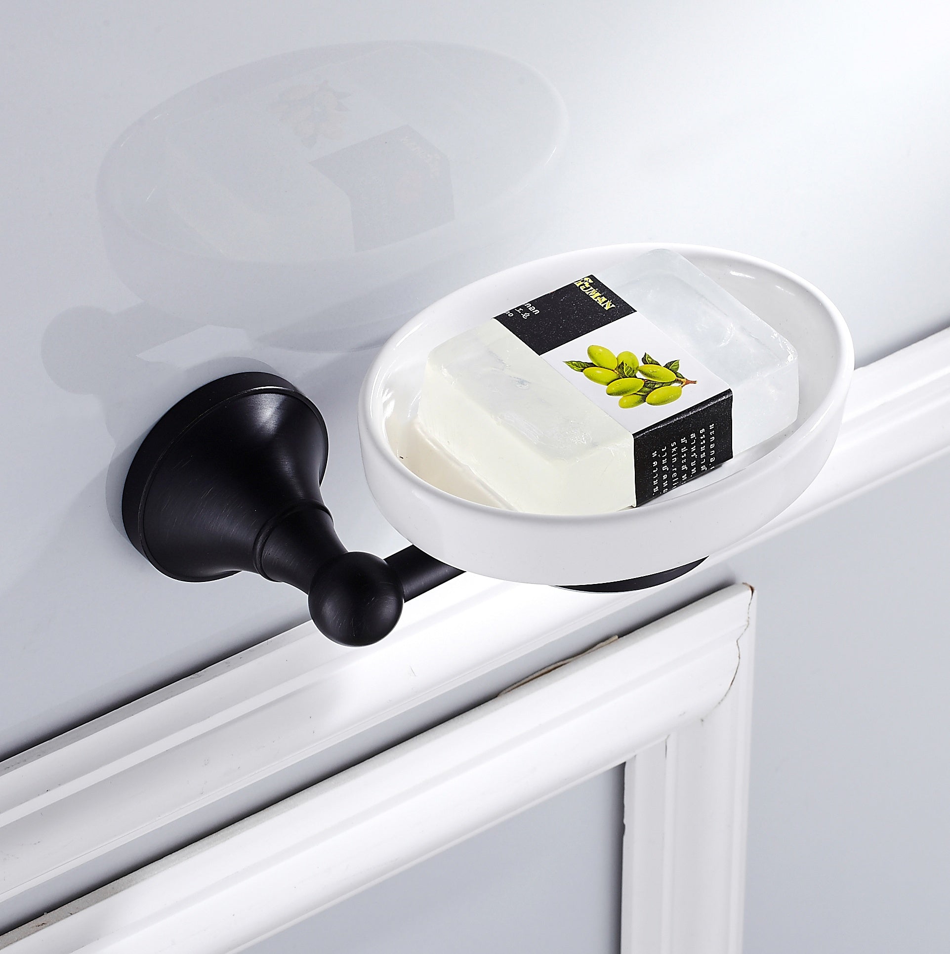 Rust-Proof Solid Brass Soap Dish | Removable Ceramic Soap Holder