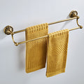 Antique Brass Double Towel Bar | 2-Tier Vintage Bath Towel Rack