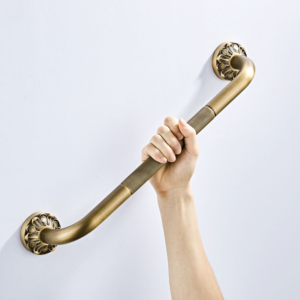 Antique Brass Grab Bar | Non-Slip Vintage Bathroom Safety Rail