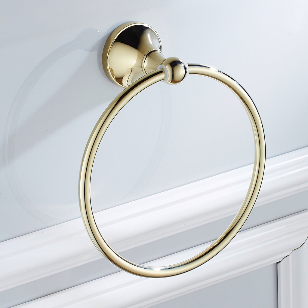 Rust-Proof Solid Brass Towel Ring | 18cm Compact Bathroom Towel Holder