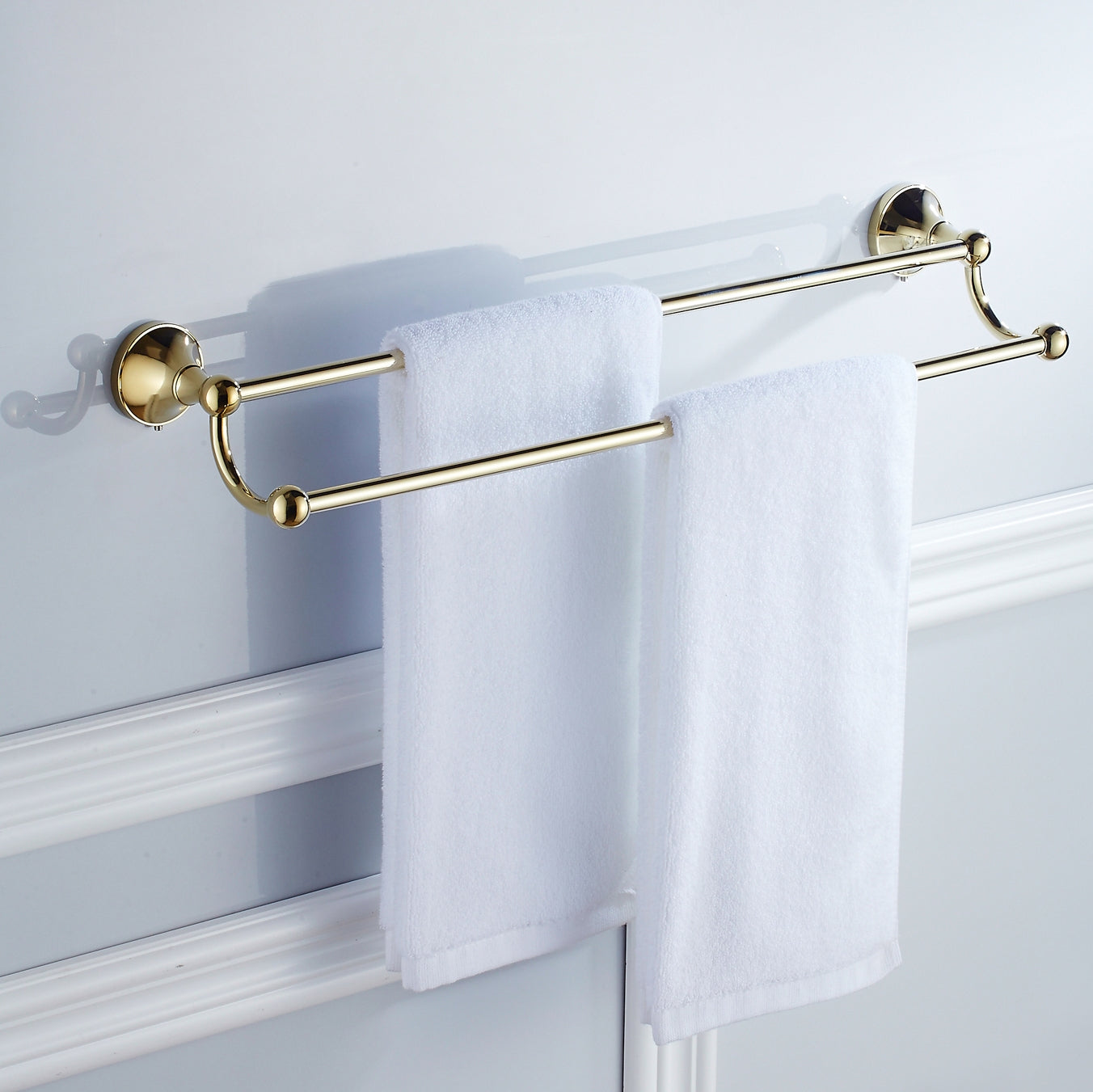 Rust-Proof Solid Brass Double Towel Holder | 60cm 2-Tier Bathroom Towel Rail