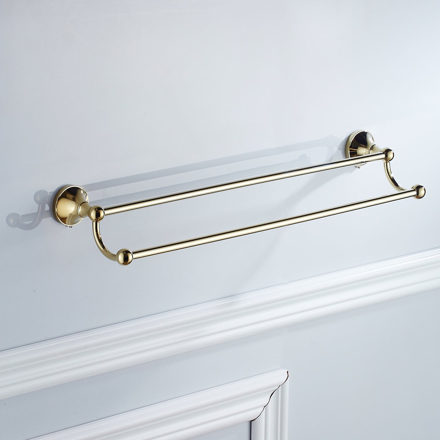 Rust-Proof Solid Brass Double Towel Holder | 60cm 2-Tier Bathroom Towel Rail