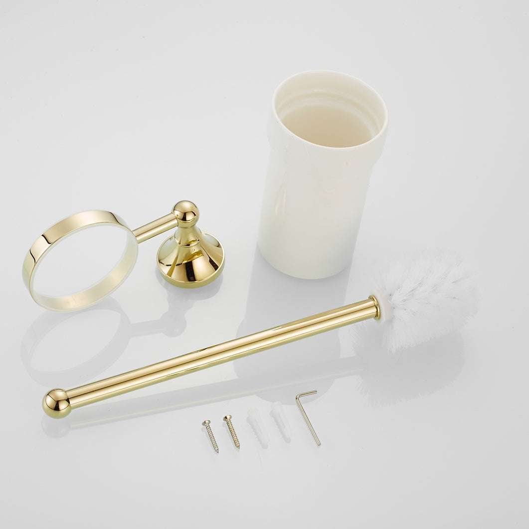 Rust-Proof Solid Brass Toilet Brush Holder | Removable Ceramic Cup