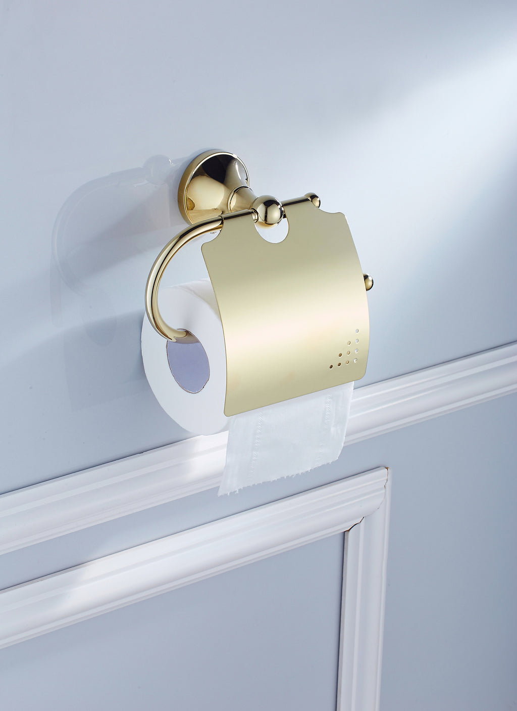 Solid Brass Toilet Paper Holder with Cover | Minimalist Bathroom Tissue Holder (4 Finishes)