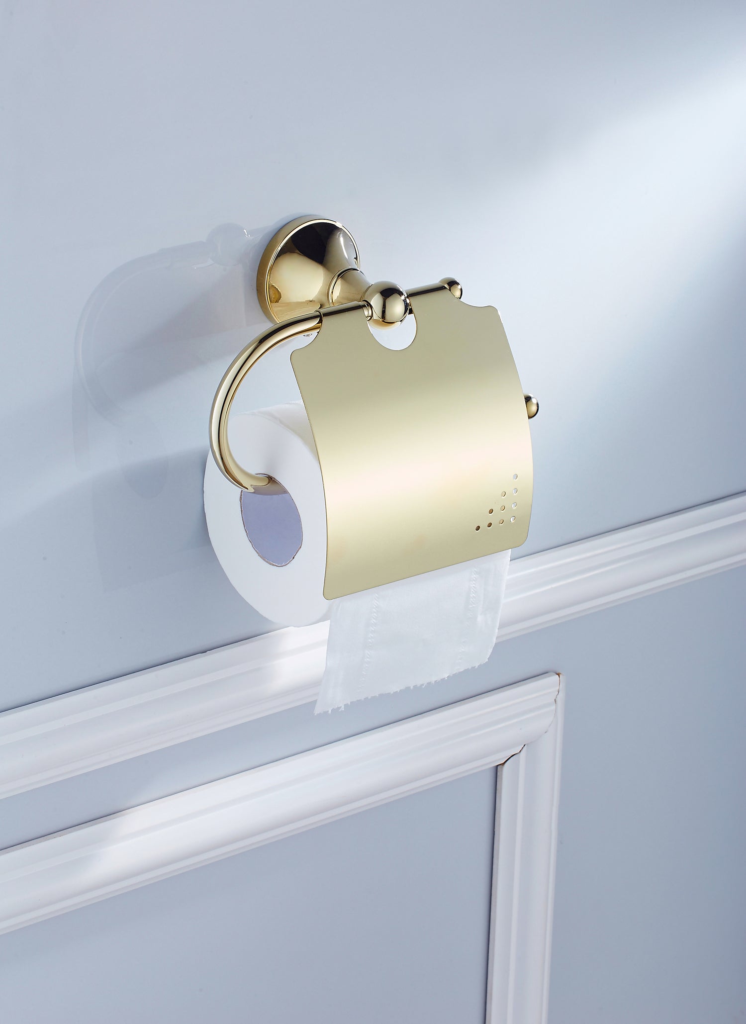 Solid Brass Toilet Paper Holder with Cover | Minimalist Bathroom Tissue Holder (4 Finishes)
