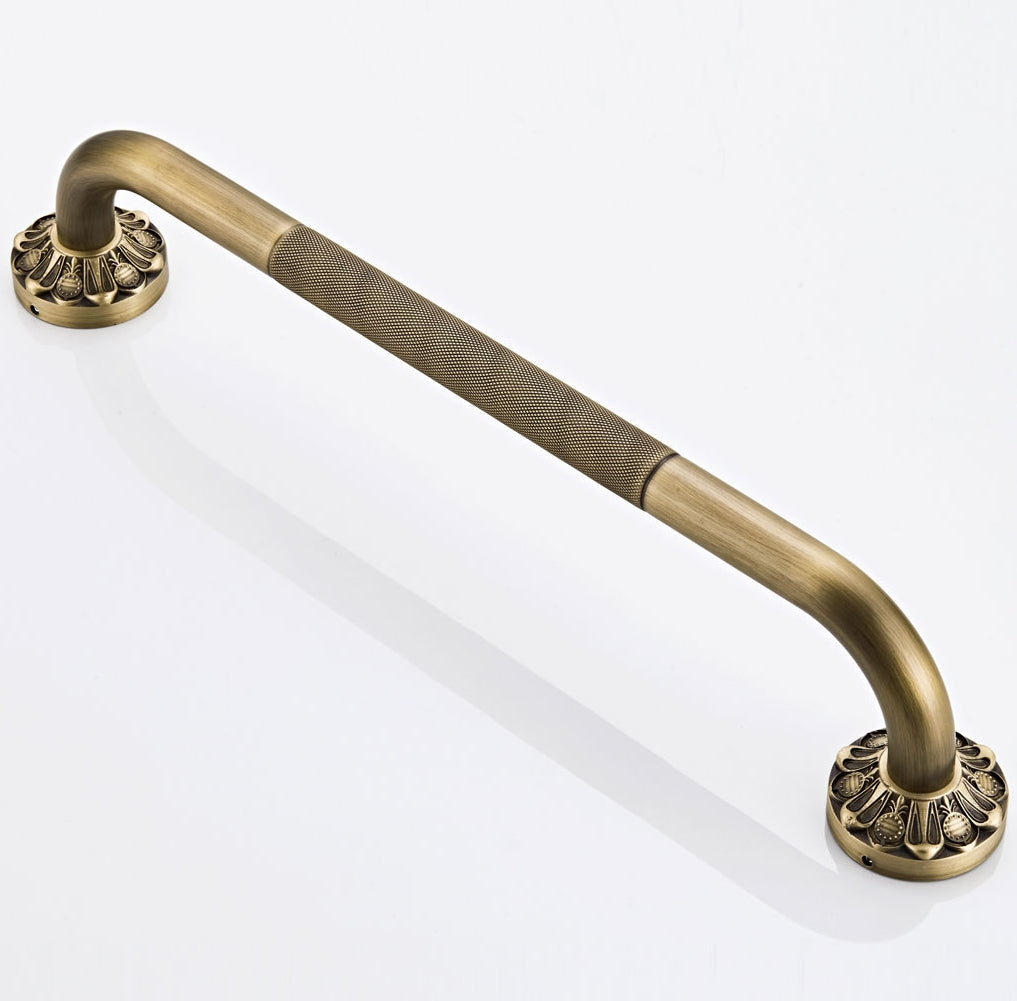 Antique Brass Grab Bar | Non-Slip Vintage Bathroom Safety Rail
