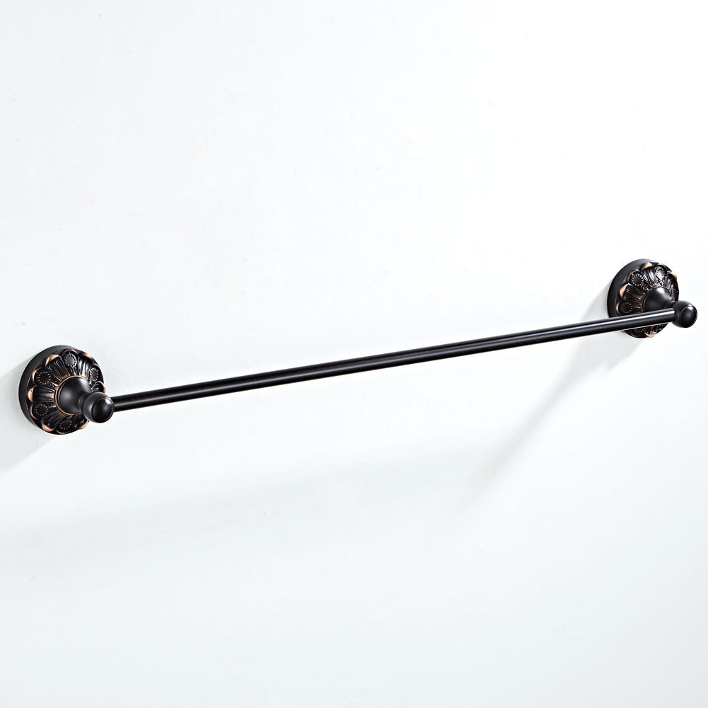 Antique Brass Towel Bar 56cm | Vintage Carved Single Bath Towel Rack