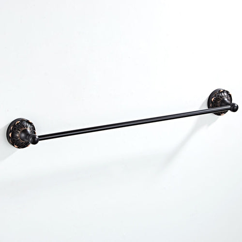 Antique Brass Towel Bar 56cm | Vintage Carved Single Bath Towel Rack